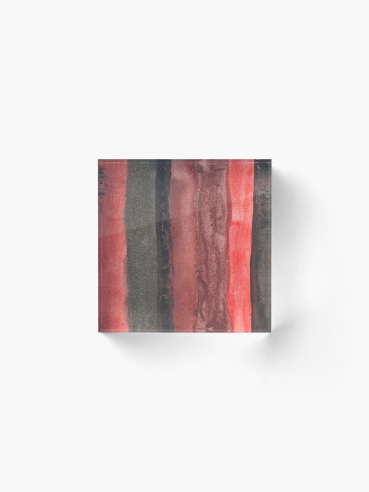 Alternate view of Vertical Red and Black Stripe Watercolor Painting Acrylic Block
