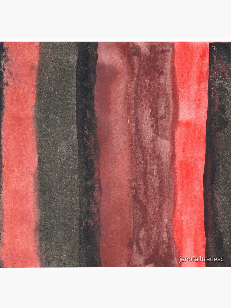 Vertical Red and Black Stripe Watercolor Painting by jenofalltradesc