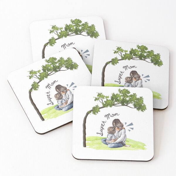 Item preview, Super Mom | Mother and Child Watercolor Illustration designed and sold by Machi-Merch.