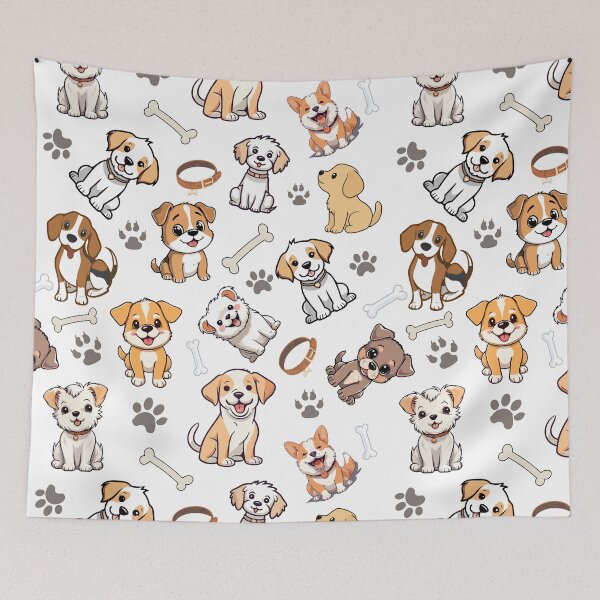 Item preview, Cute Kawaii Dogs Seamless Pattern designed and sold by PawVista.