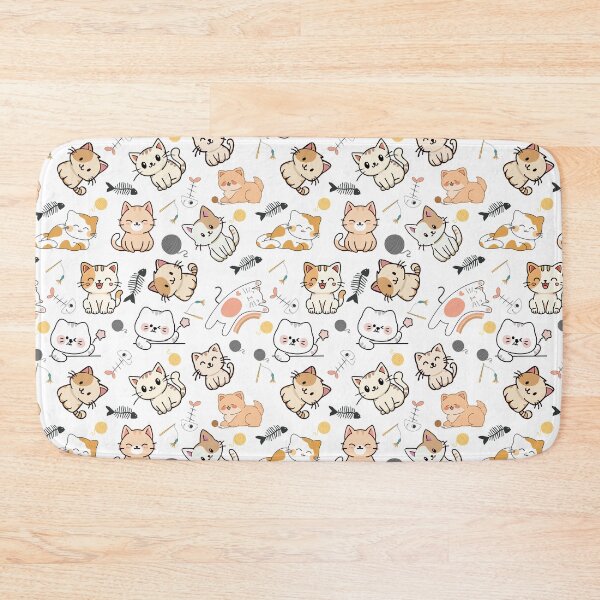 Item preview, Cute Kawaii Cats Seamless Pattern designed and sold by PawVista.
