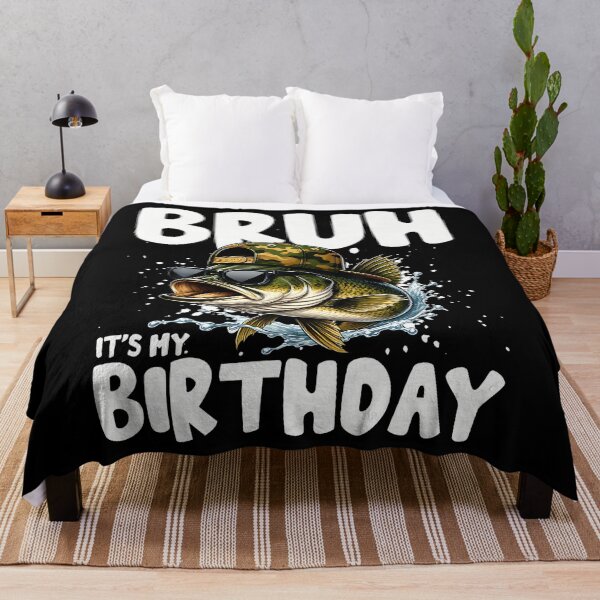 Item preview, Bruh It'S My Birthday Retro Fishing Bass Men Boy Kids designed and sold by Alzasshop.