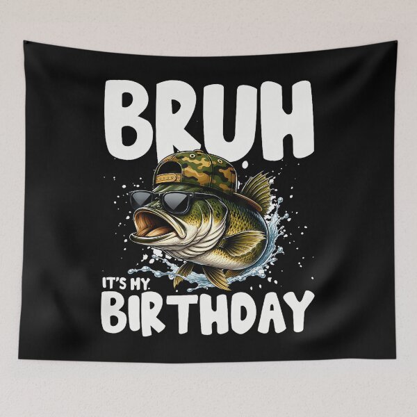 Item preview, Bruh It'S My Birthday Retro Fishing Bass Men Boy Kids designed and sold by Alzasshop.