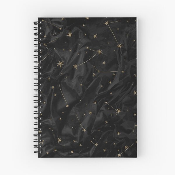 Item preview, Luxury Celestial Black Silk with Gold Stars and Constellations Pattern designed and sold by charmaroundyou.