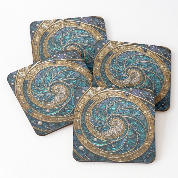 Item preview, Luxury Maori Koru Spiral Gold Paua Shell Pearl Art designed and sold by GrinGalore.