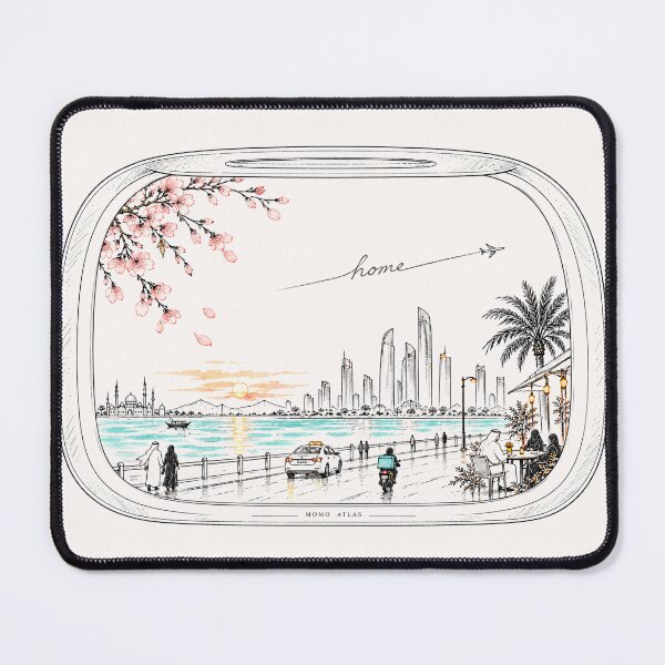 Item preview, A Window Between Homes – Abu Dhabi & Japan Travel Art designed and sold by StudioMomoAtlas.