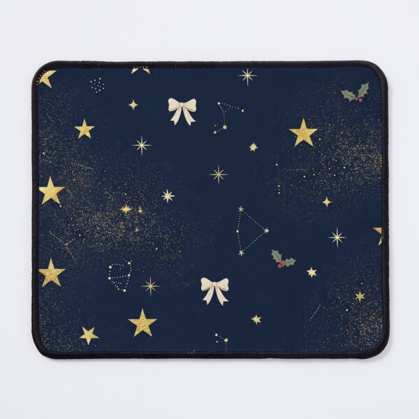 Item preview, Navy Blue Gold Christmas Stars & Bows Pattern designed and sold by PunchDrop.
