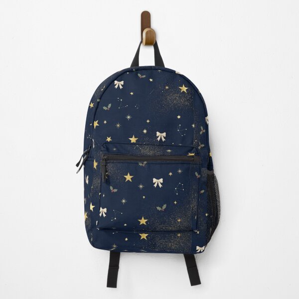 Item preview, Navy Blue Gold Christmas Stars & Bows Pattern designed and sold by PunchDrop.