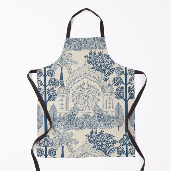Item preview, Navy Peacock Garden Toile Mughal Palace Arch Pattern designed and sold by DColourMuse.