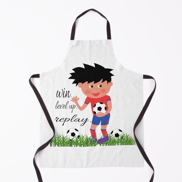 Item preview, Cute Kids Soccer Player Illustration with "Win Level Up Replay" Typography designed and sold by Carftora786.