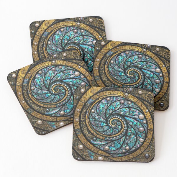 Item preview, Maori Koru Spiral Gold Black Paua Shell Art designed and sold by GrinGalore.