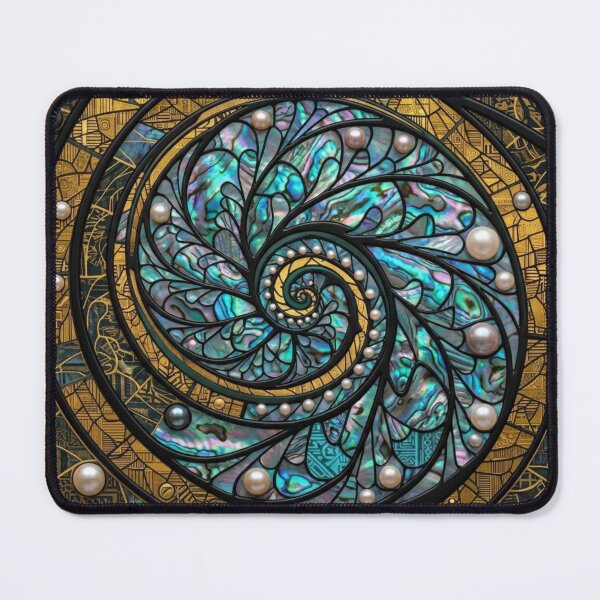 Item preview, Maori Koru Spiral Gold Black Paua Shell Art designed and sold by GrinGalore.