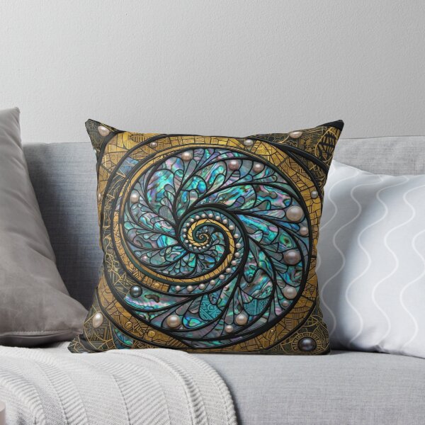 Item preview, Maori Koru Spiral Gold Black Paua Shell Art designed and sold by GrinGalore.