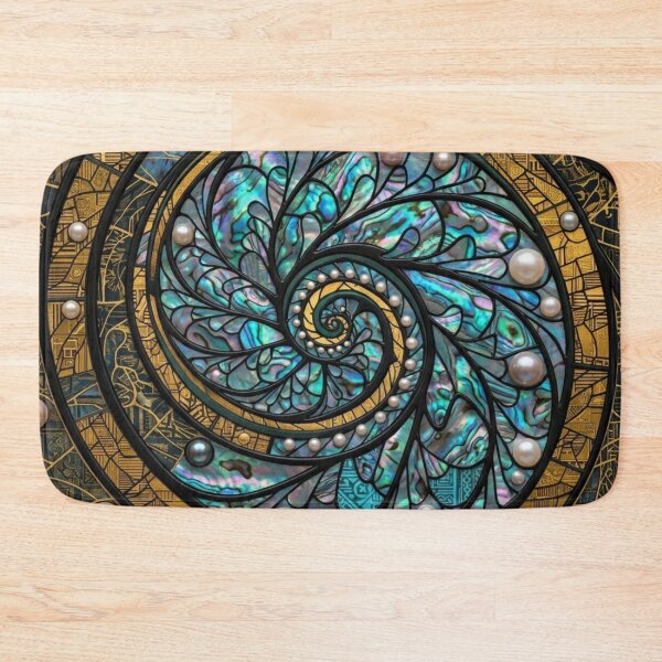 Item preview, Maori Koru Spiral Gold Black Paua Shell Art designed and sold by GrinGalore.