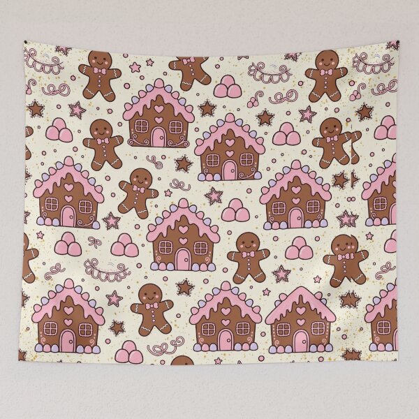 Item preview, Pink Gingerbread Christmas Pattern designed and sold by PunchDrop.
