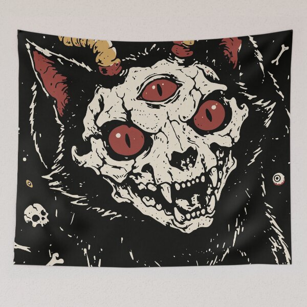 Item preview, Demonic Third Eye Cat Skull Cosmic Occult Gothic Art designed and sold by Cipher & Soul.