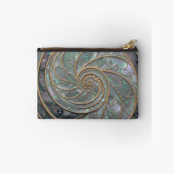 Item preview, Pastel Maori Koru Spiral Elegant Gold Paua Shell Art designed and sold by GrinGalore.