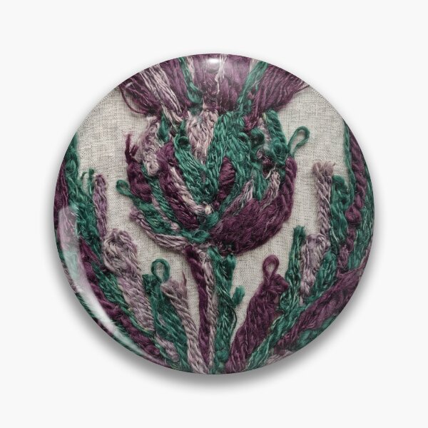 Item preview, Embroidered Scottish Thistle Fiber Art designed and sold by ArtlightStudio.