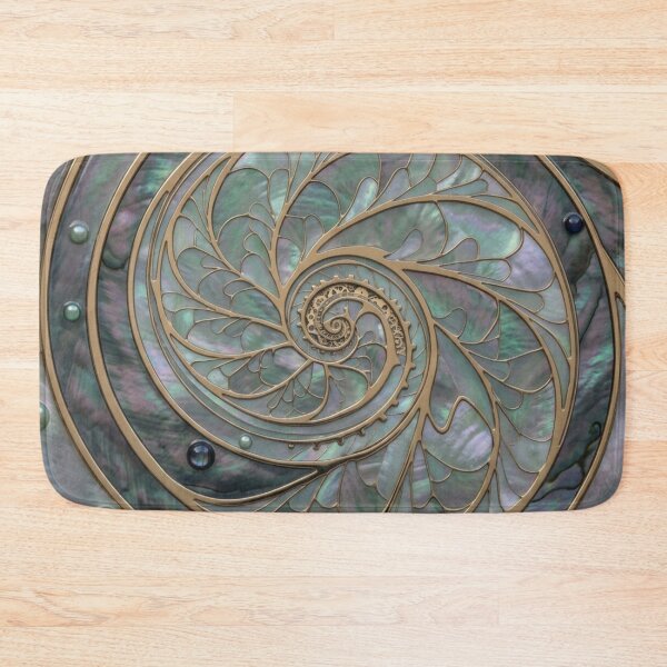 Item preview, Pastel Maori Koru Spiral Elegant Gold Paua Shell Art designed and sold by GrinGalore.