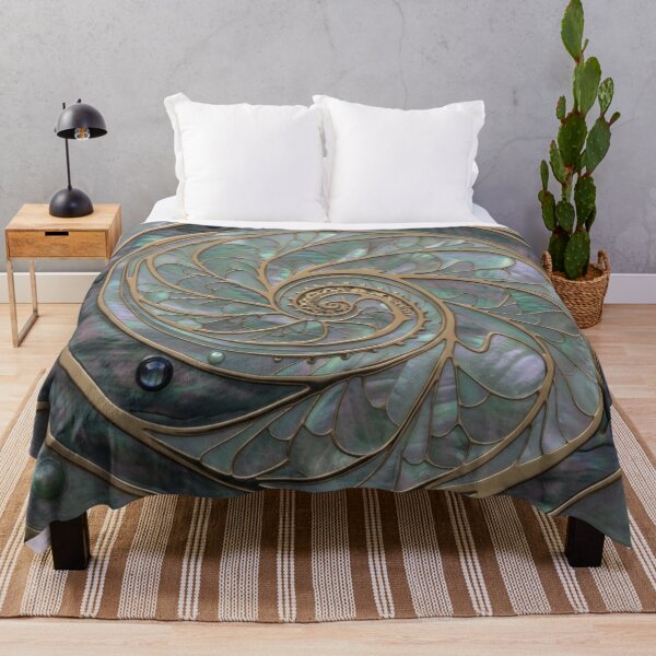 Item preview, Pastel Maori Koru Spiral Elegant Gold Paua Shell Art designed and sold by GrinGalore.