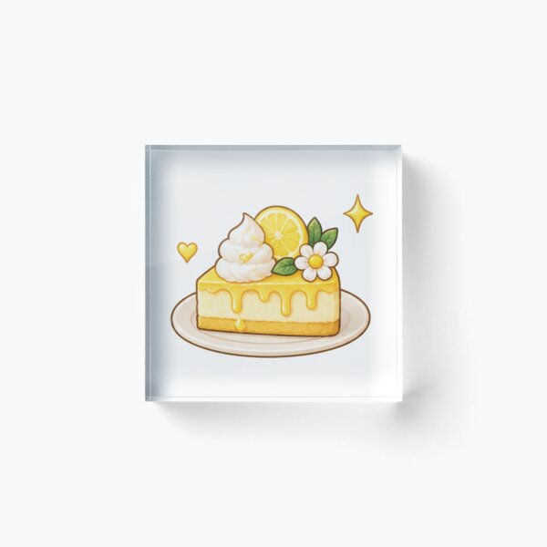 Item preview, Cute Lemon Cake with Daisy and Cream – Kawaii Dessert Aesthetic designed and sold by Kiralemon.