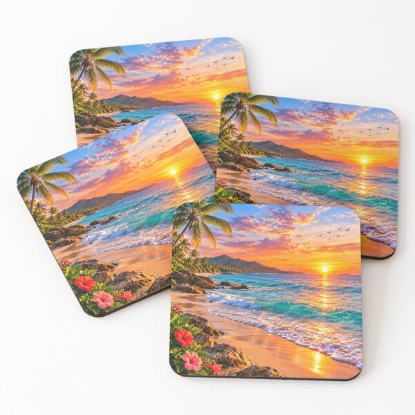 Item preview, Tropical Beach Sunset Scenic Landscape designed and sold by PawVista.