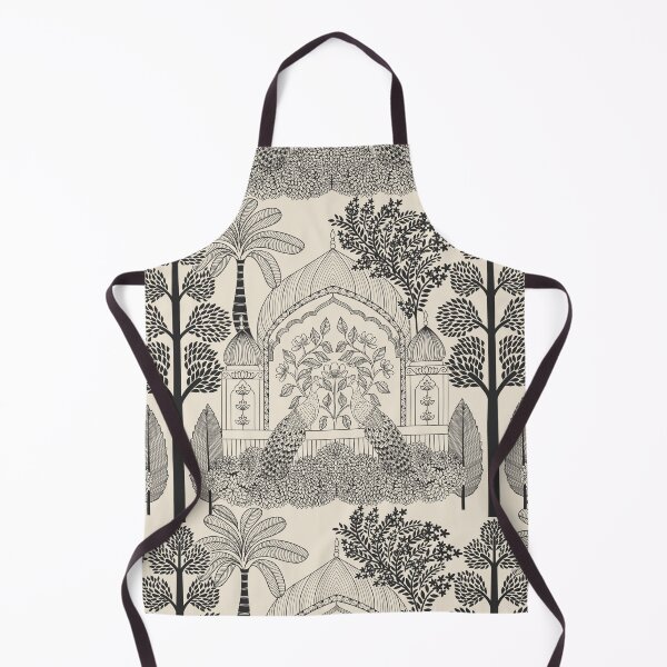 Item preview, Bold Black Peacock Toile Mughal Palace Arch Pattern designed and sold by DColourMuse.