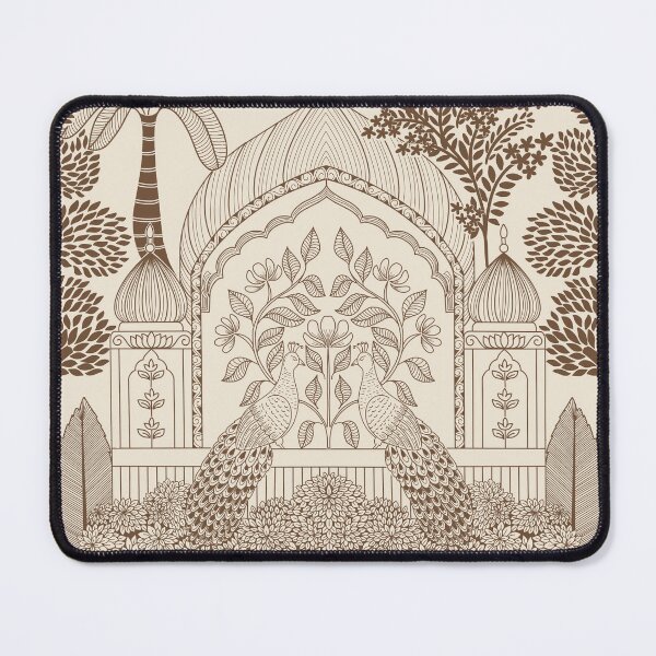Item preview, Sepia Brown Peacock Toile Vintage Palace Arch Pattern designed and sold by DColourMuse.