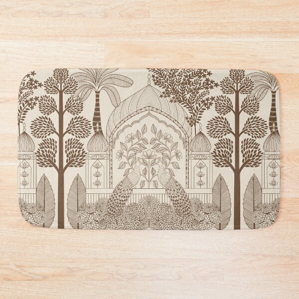 Item preview, Sepia Brown Peacock Toile Vintage Palace Arch Pattern designed and sold by DColourMuse.