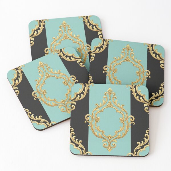 Item preview, Matte Aqua & Black Striped Gold Baroque designed and sold by DesignsByPrnces.