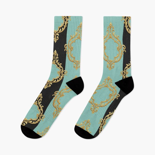 Item preview, Matte Aqua & Black Striped Gold Baroque designed and sold by DesignsByPrnces.