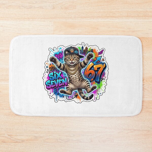 Item preview, 67 Six Seven Cat Meme - Streetwear Graffiti Brainrot Art designed and sold by MK-WOOD.