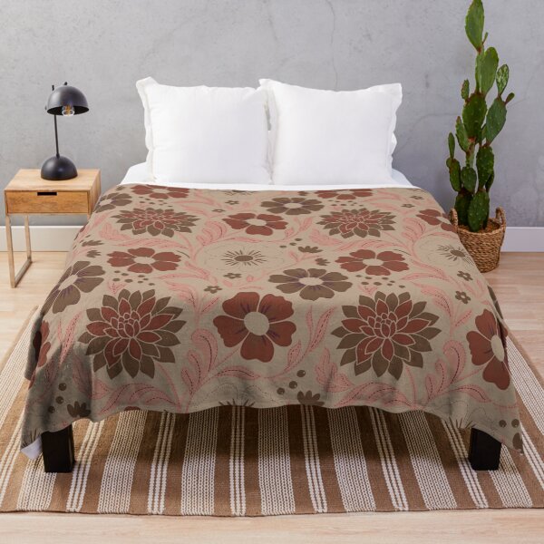 Item preview, Nostalgic Retro Flowers in Terracotta and Sand Tones designed and sold by Pattique.