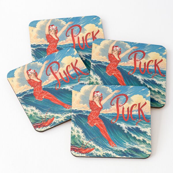 Item preview, Vintage Ocean Wall Art, Woman Riding a Wave Print, Gordon Ross Puck Magazine Cover designed and sold by RickE.
