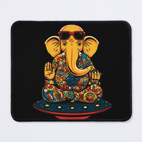 Item preview, Cool Elephant Blessing Pose Black Red Base UFO Contemporary Pop Art designed and sold by PANNARUK THAILAND.