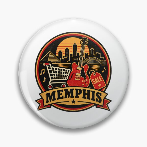 Item preview, Memphis Black Friday Shirt – Retro Shopping Guitar Badge Design designed and sold by Globalcitytees.