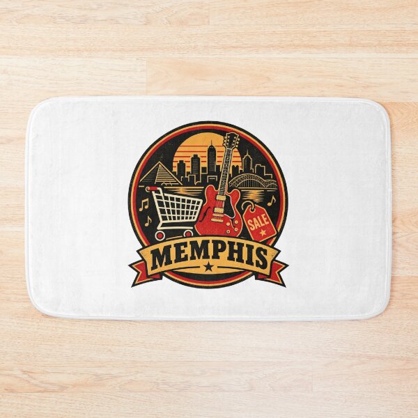 Item preview, Memphis Black Friday Shirt – Retro Shopping Guitar Badge Design designed and sold by Globalcitytees.