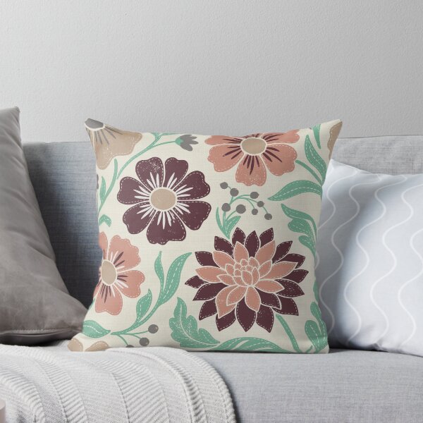 Item preview, Retro Wildflowers in Navy Turquoise and Mahogany designed and sold by Pattique.