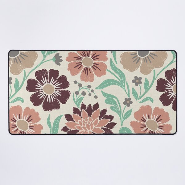 Item preview, Retro Wildflowers in Navy Turquoise and Mahogany designed and sold by Pattique.