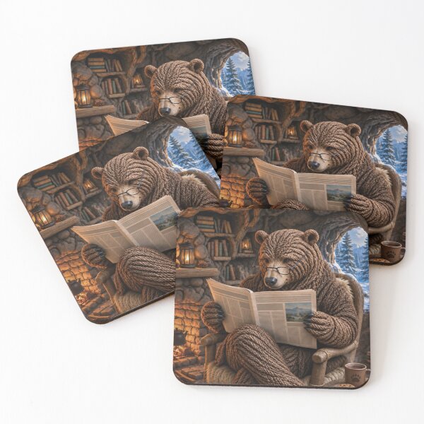 Item preview, Bear Reading a Newspaper by the Fire designed and sold by JUTElCONIC.