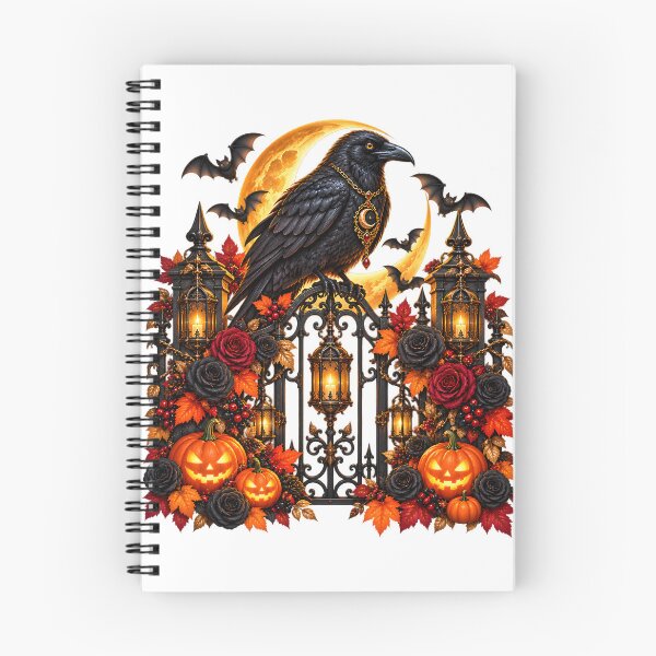 Item preview, Moonlit Gothic Crow – Autumn Gate & Pumpkins designed and sold by Clothes With Smiling Animals Walt Gral.
