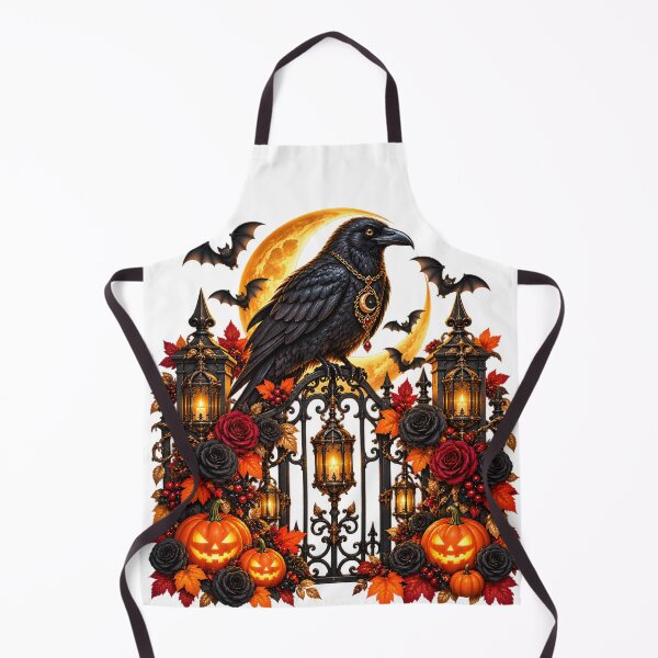 Item preview, Moonlit Gothic Crow – Autumn Gate & Pumpkins designed and sold by Clothes With Smiling Animals Walt Gral.