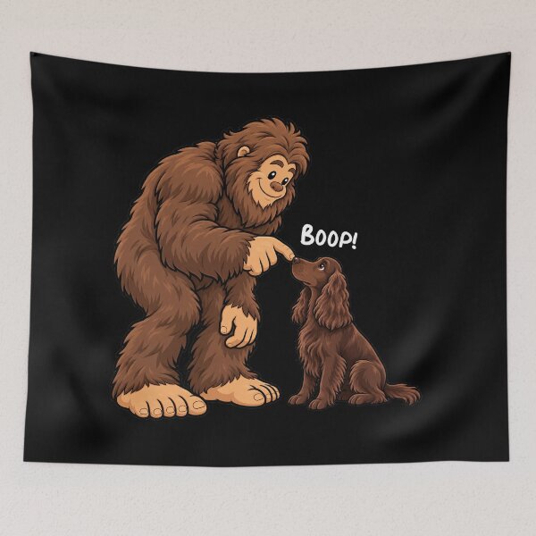 Item preview, Bigfoot and Field Spaniel Boop Fun Design Sasquatch designed and sold by rafaeltto.