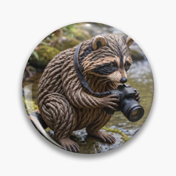 Item preview, Raccoon Taking Photos by a Stream designed and sold by JUTElCONIC.