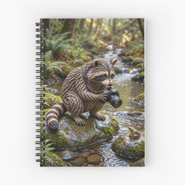 Item preview, Raccoon Taking Photos by a Stream designed and sold by JUTElCONIC.