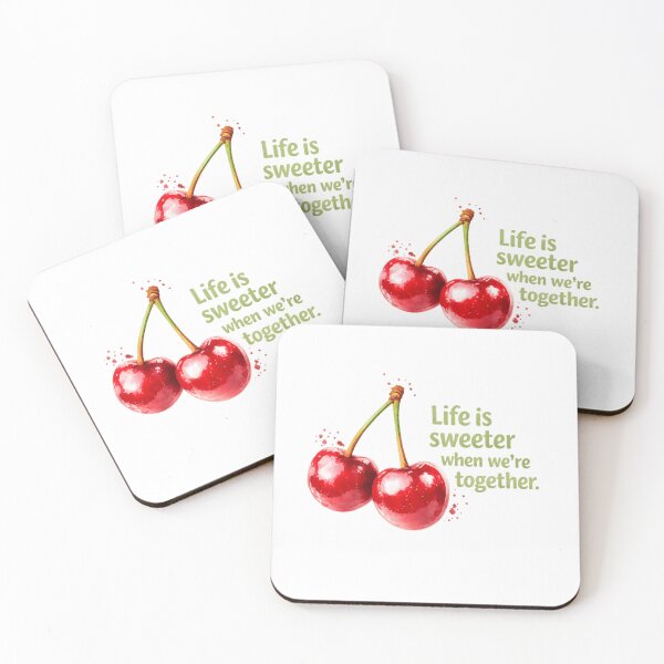 Item preview, Cute Cherry Couple Pun Sweeter Together Kawaii Fruit Art designed and sold by Sommium .