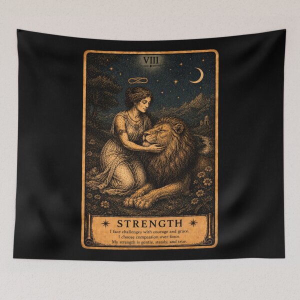 Item preview, Strength Tarot Card - Courage, Inner Power & Resilience Tarot Illustration designed and sold by ArcanaAbsolute.