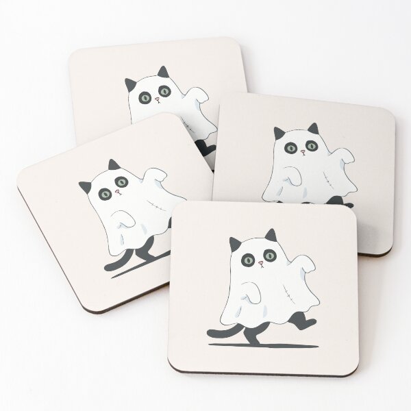Item preview, Cute Black Cat Ghost Costume Spooky Halloween Kawaii Art designed and sold by Cipher & Soul.