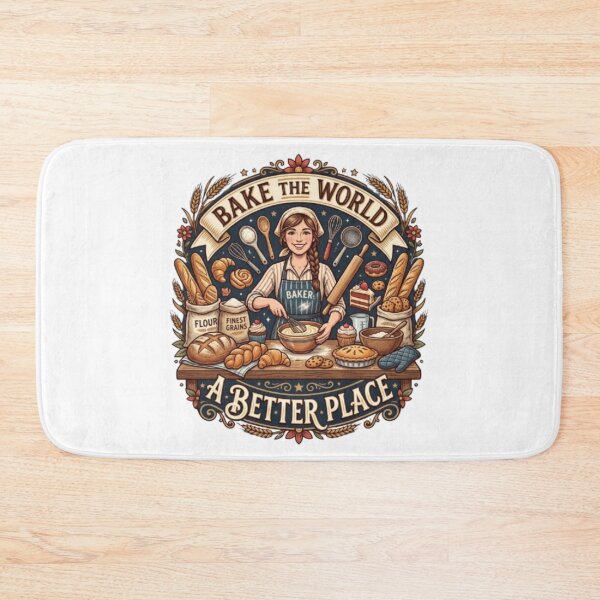 Item preview, Bake the World a Better Place – Baker Baking Vintage Design designed and sold by PixelStyle Studio.