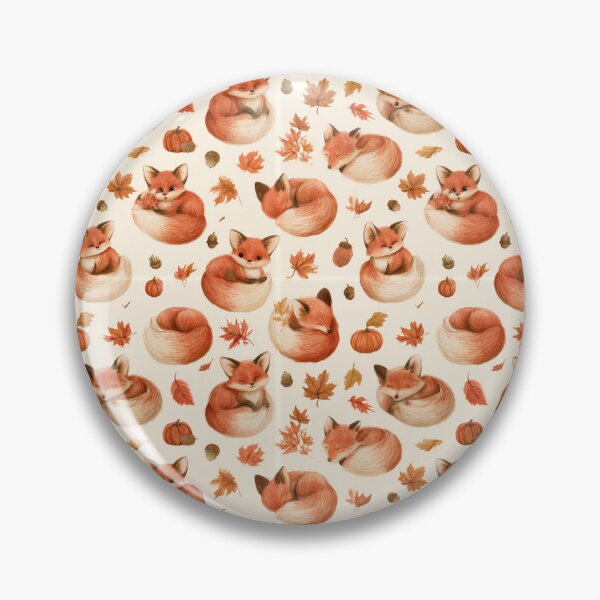 Item preview, Cute Watercolor Autumn Foxes Fall Pattern designed and sold by NicolasGlowArt.